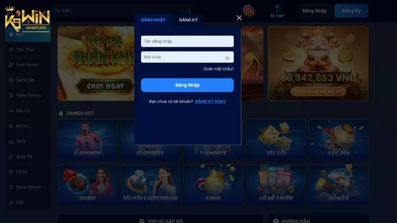 Đăng nhập K9win chỉ với vài bước đơn giản, gọn nhẹ Đăng nhập K9Win chi tiết